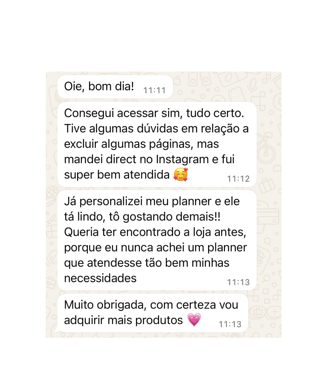 Print de depoimento de cliente via WhatsApp número 1