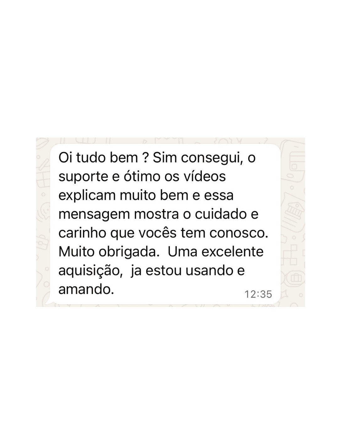 Print de depoimento de cliente via WhatsApp número 2