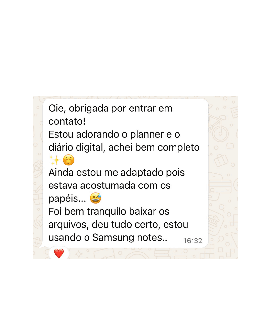 Print de depoimento de cliente via WhatsApp número 3