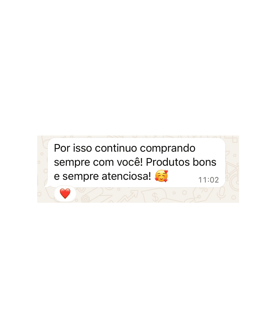 Print de depoimento de cliente via WhatsApp número 5