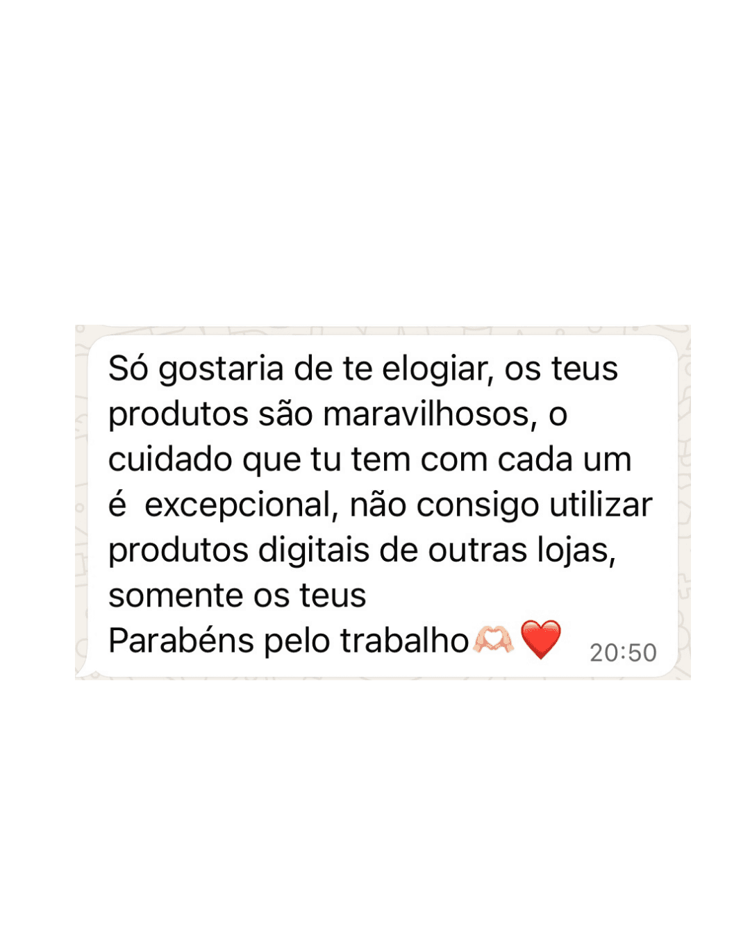 Print de depoimento de cliente via WhatsApp número 10